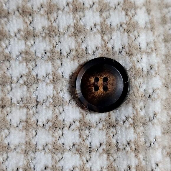 Greylin Anthropologie Taupe & Metallic Oversized Button Front Knit Shirt… - Picture 5 of 16